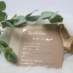 10 invitations avec enveloppes - Kraft et Or