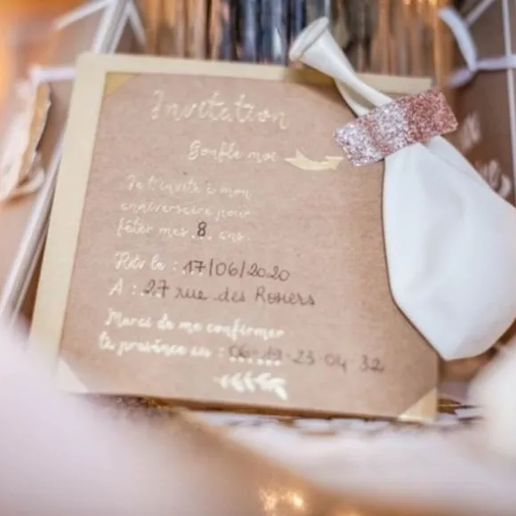 10 invitations avec enveloppes - Kraft et Or