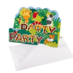 8 Invitations avec Enveloppes - Les Amis de la Jungle