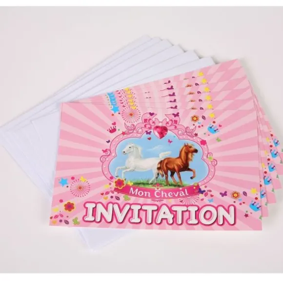 6 Invitations avec Enveloppes - Collection "Mon Cheval"