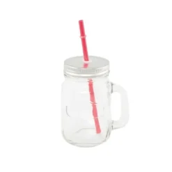 Jar en Verre avec Paille Rouge