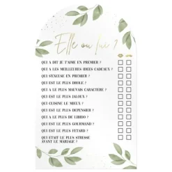 Jeu "Elle ou Lui" pour mariage - Collection Vive les Mariés