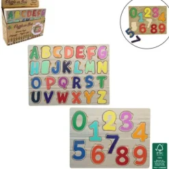 Jeu en bois - Puzzle avec lettres ou chiffres - 30 x 21 cm - Modèle Aléatoire