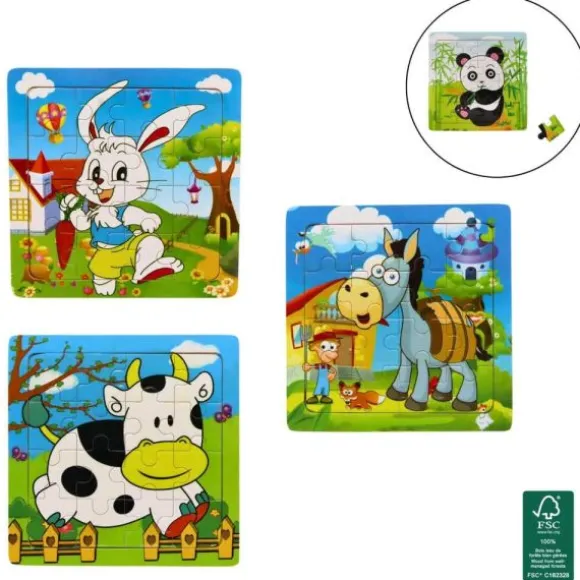 Jeu en bois – Puzzle de 16 pièces - Animal - Modèle Aléatoire