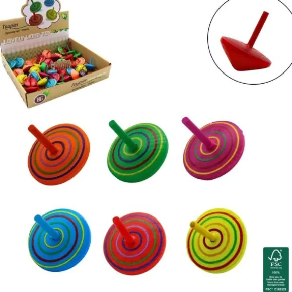 Jeu en bois - Toupie spirale - 4 cm