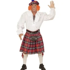 Kilt Ecossais et Béret avec cheveux pour homme - Taille Unique