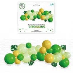 Kit arche à ballons - 24 ballons en latex + 4 feuilles de jungle - Collection Dinosaure