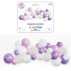 Kit arche à ballons - 26 ballons en latex + 4 ballons confettis - Collection Licorne