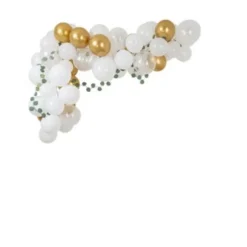 Kit arche 60 ballons - Blanc et Or et Guirlandes d'Eucalyptus
