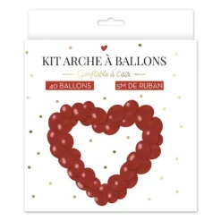 Kit arche à ballons en forme de cœur - 40 ballons - Saint-Valentin - Collection Chéri Chérie