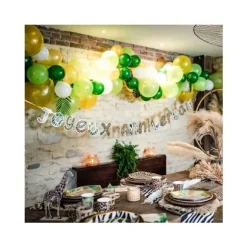 Kit arche 70 ballons et feuilles tropicales