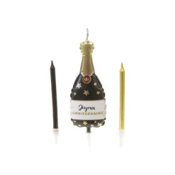 Kit de 3 bougies "Joyeux Anniversaire" avec bouteille de champagne - Collection Splendid