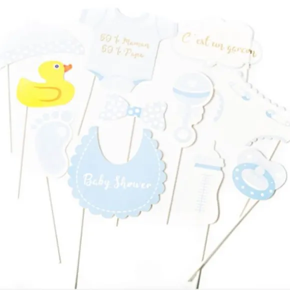Kit Photobooth Baby Shower Garçon / 11 pièces