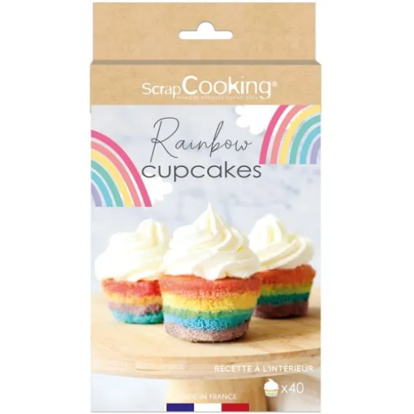 Kit pour 40 cupcakes arc-en-ciel