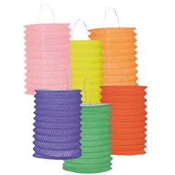 12 Lampions en Papier - 6 Coloris - 16 cm