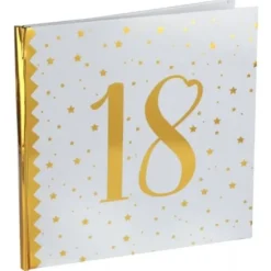 Livre d'Or Anniversaire - Blanc et Or - 18 ans