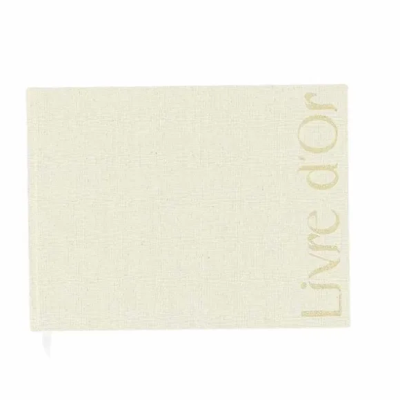 Livre d'or avec couverture en tissu effet lin de 68 pages - 23,5 x 18 cm