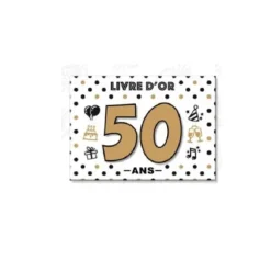 Livre d'Or Blanc, Noir & Or - Anniversaire - Age au Choix