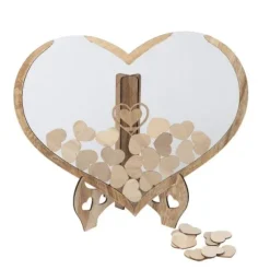 Livre d'or en forme de cœur + 70 cœurs en bois - 40 x 33 x 11 cm