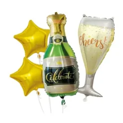 Lot de 4 ballons aluminium thème Champagne