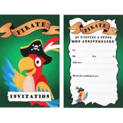 Lot de 6 cartons d'invitation - Pirate