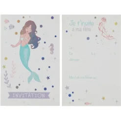 Lot de 6 cartons d'invitation - Sirène