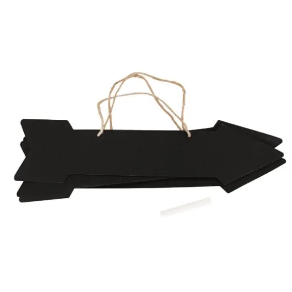 Lot de 3 flèches signalétiques carton ardoise avec craie