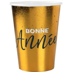 Lot de 10 gobelets dorés - Bonne Année - 27 cl