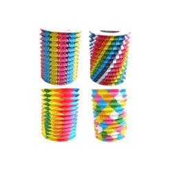 Lot de 12 lampions cylindriques - 16 cm