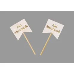 Lot de 10 pics en bois avec drapeau - 6,5 cm - Collection Aid Moubarak