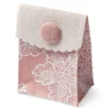 Lot de 4 Pochettes en Lin - 8 x 6 cm - Vieux Rose