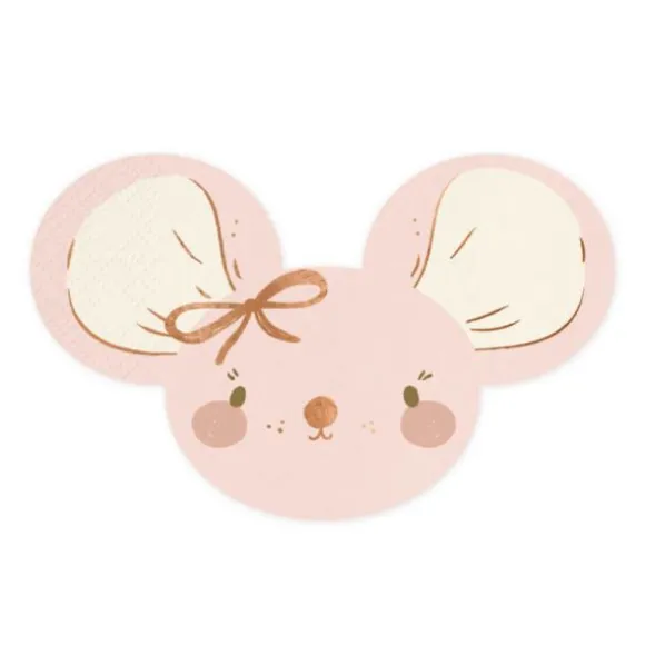 Lot de 20 serviettes en forme de souris rose