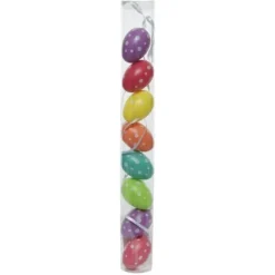 Lot de 8 œufs aux motifs à pois en plastique à suspendre - 5 cm