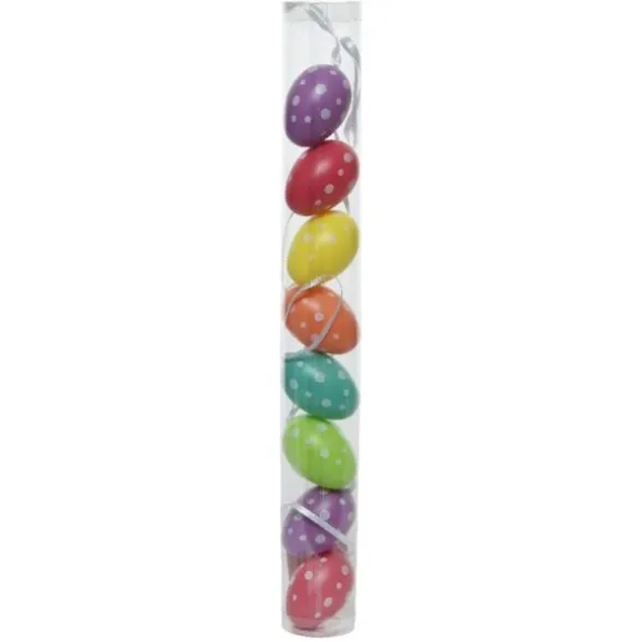 Lot de 8 œufs aux motifs à pois en plastique à suspendre - 5 cm