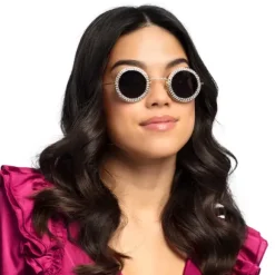 Lunettes d'Hippie rondes avec diamants pour adulte