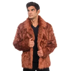 Manteau en fausse fourrure - Brun - Taille au choix