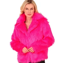 Manteau en fausse fourrure - Fuchsia - Taille au choix