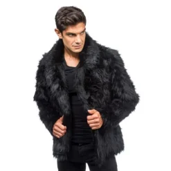 Manteau en fausse fourrure - Noir - Taille au choix