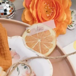 10 marque-places en papier - 6 cm - Collection Fizz Agrume