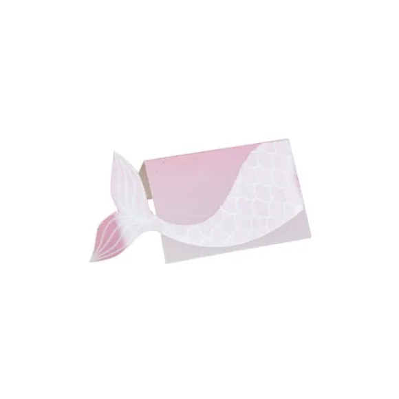 8 Marque-Places - Sirène rose et floqué iridescent