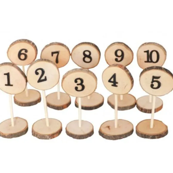 10 Marque Table Rondins en Bois avec Chiffre