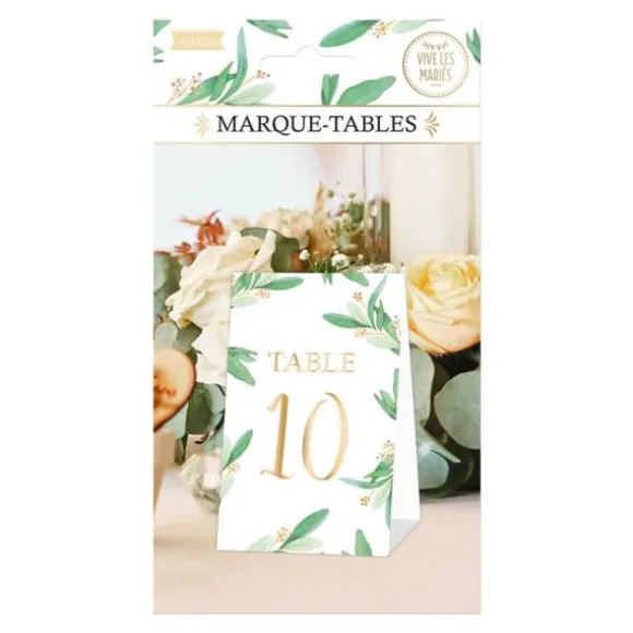 10 marque-tables en carton - Collection Vive les Mariés