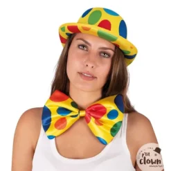 Maxi nœud papillon jaune à pois de clown