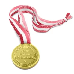 Médaille d'or à paillettes "Meilleure Maman" - Collection Maman d'Amour