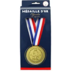 Médaille d'or tricolore pour anniversaire - Âge au choix