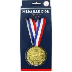 Médaille d'or tricolore pour anniversaire - Âge au choix