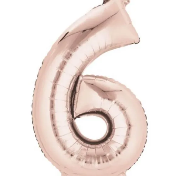 Méga Ballon Hélium - Chiffre 6 - Rose Gold