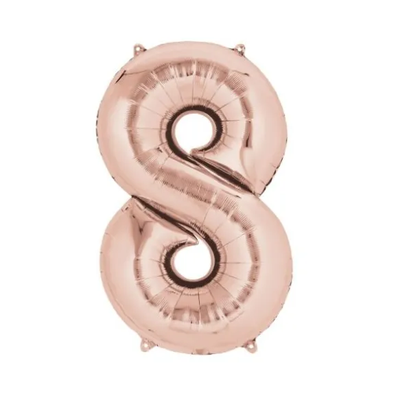 Méga Ballon Hélium - Chiffre 8 - Rose Gold