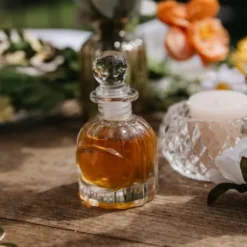 Mignonnette en verre avec cabochon - 50 ml - Collection Vintage Doré