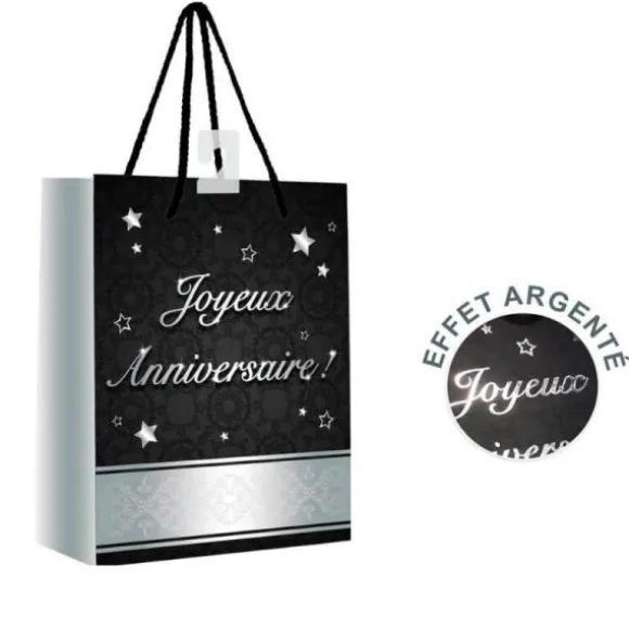 Mini Pochette Cadeaux Joyeux Anniversaire - Argent